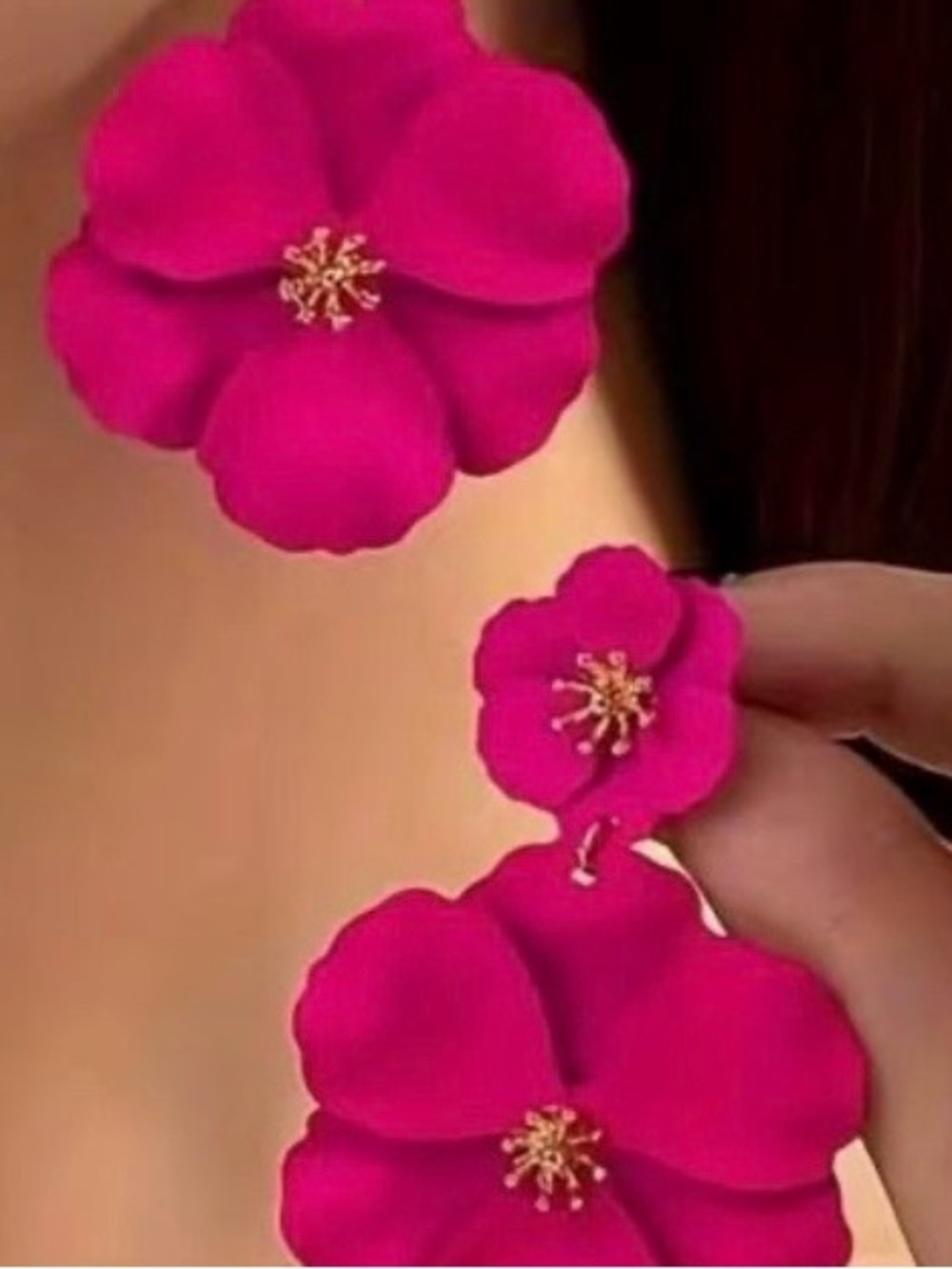 Vibrant Fuchsia Flower Drop Earrings